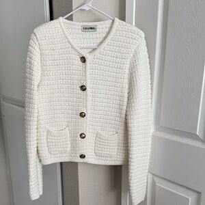 Cream Knit Button-Front Women's Cardigan